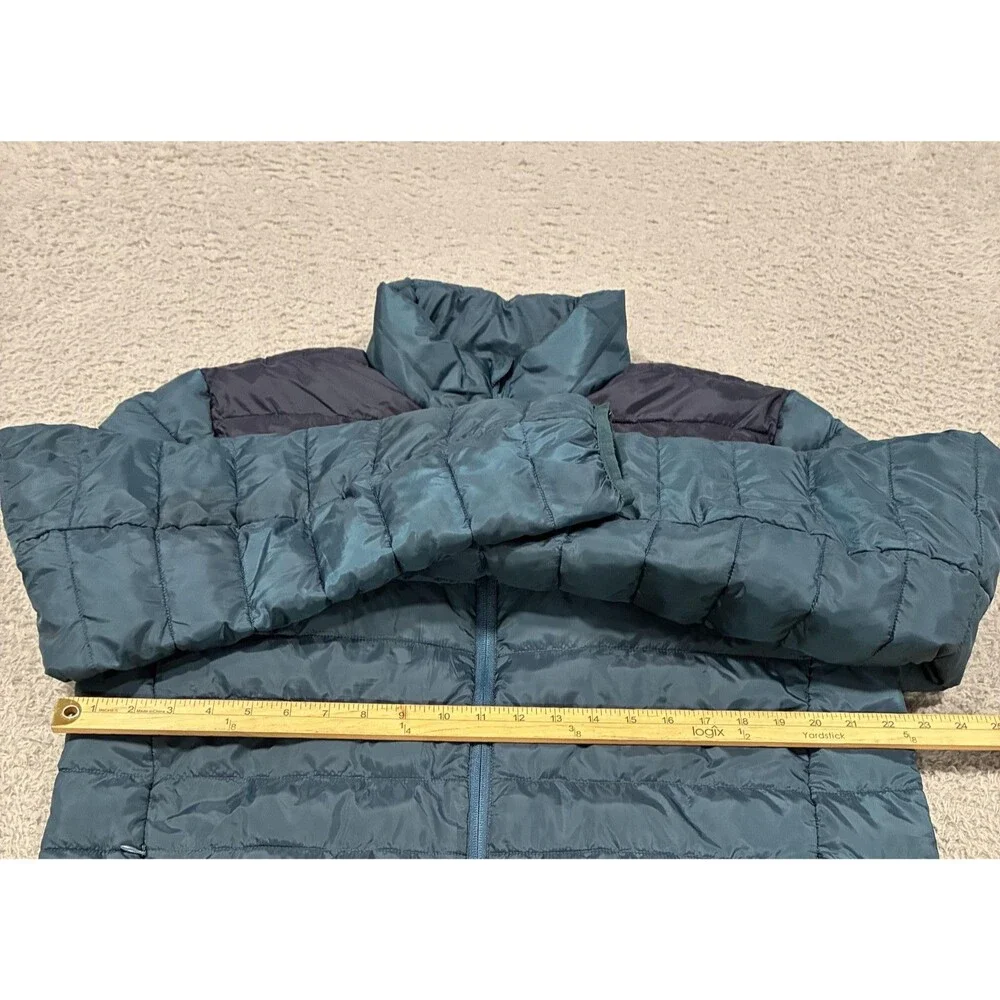 True Religion Jacket Mens Medium Blue Puffer Quilted Insulated Full Zip Logo